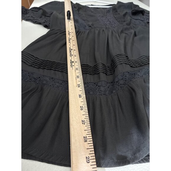 Torrid Blouse Womens 1 Black gray Crochet Trim  Lace babydoll - Picture 4 of 7